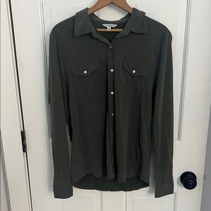 Lucky Brand Women's Olive Button Down Shirt
